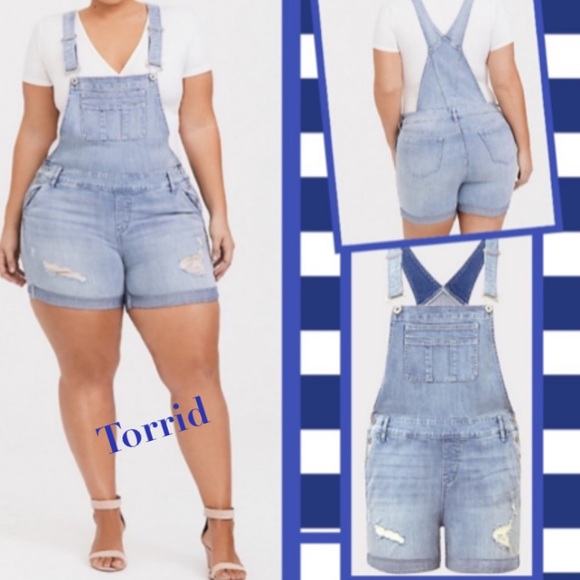 torrid Pants - 🛑NWT, Torrid light washed distressed overalls.